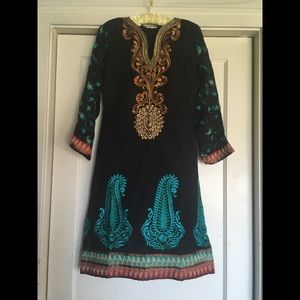 Women’s Black Multicolor Embroidered Kurti Tunic